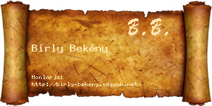 Birly Bekény névjegykártya